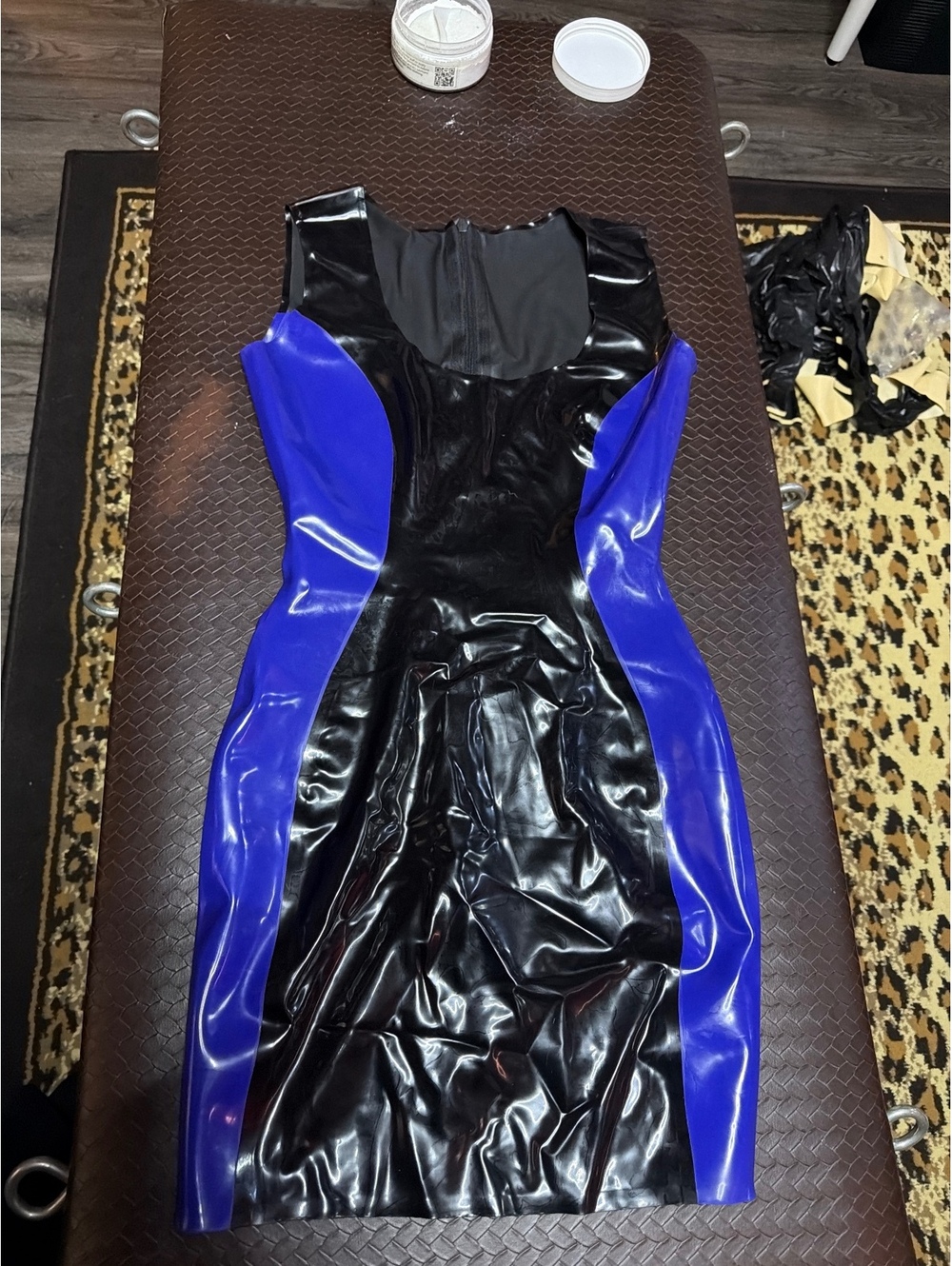 Black and blue Latex mini dress size m